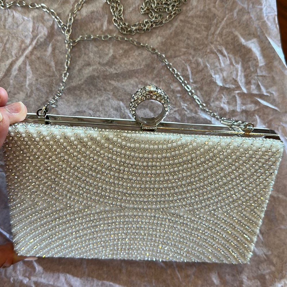 White beaded clutch